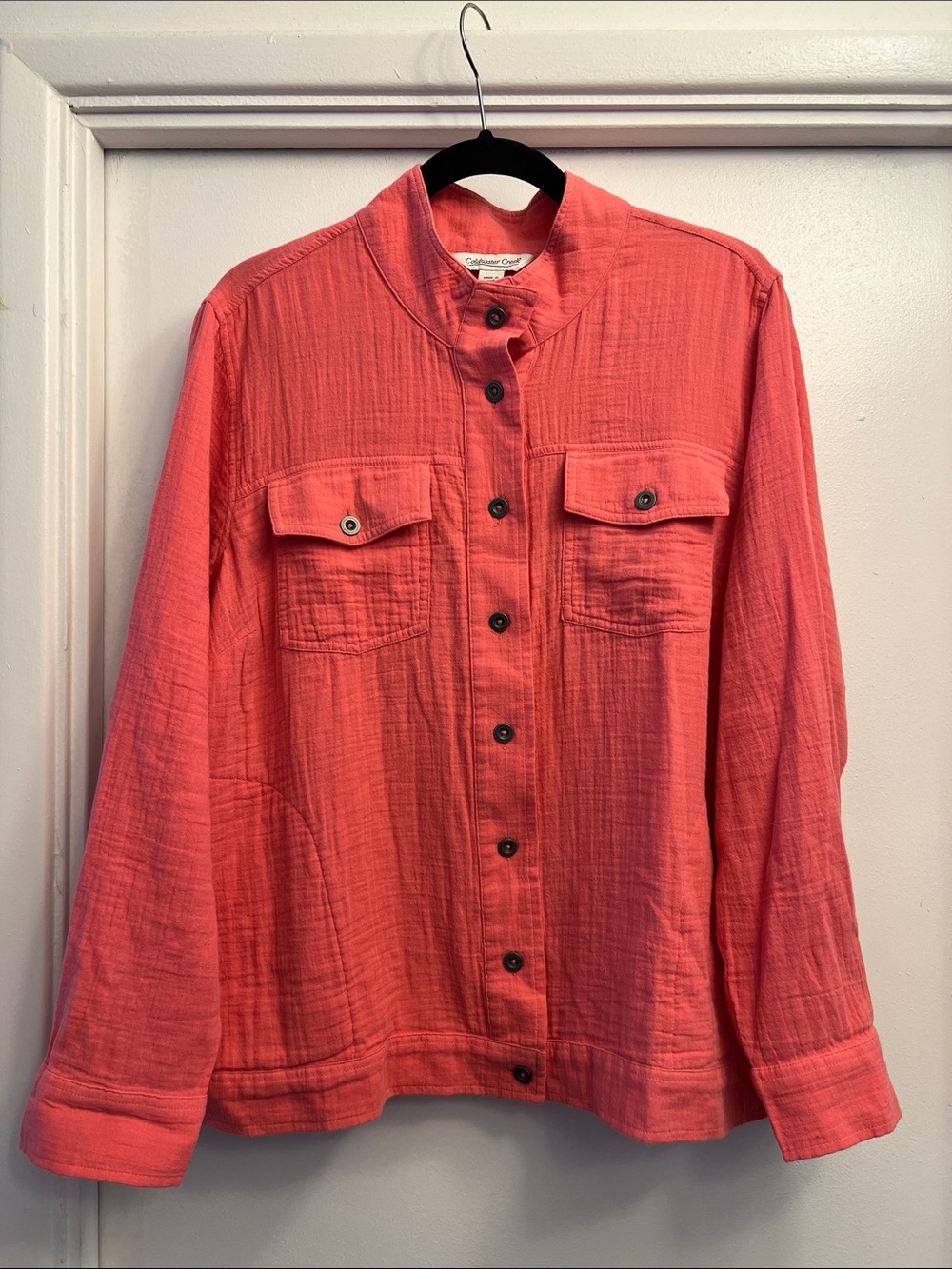 Coldwater Creek Coral Button-Front cotton Gauze Shirt Jacket Size 1X